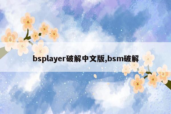 bsplayer破解中文版,bsm破解