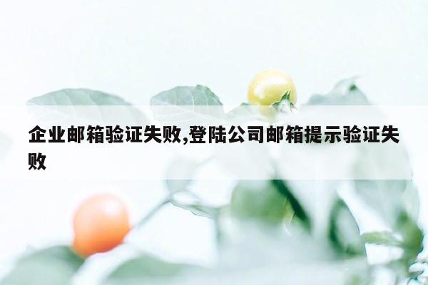 企业邮箱验证失败,登陆公司邮箱提示验证失败