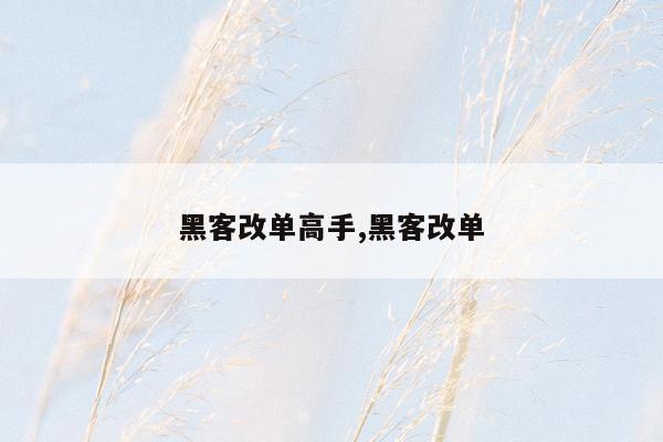 黑客改单高手,黑客改单