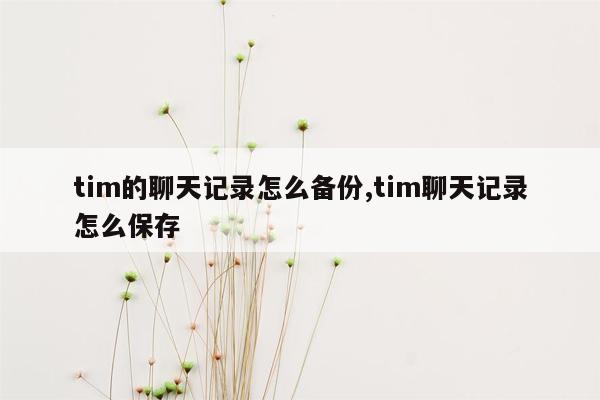 tim的聊天记录怎么备份,tim聊天记录怎么保存