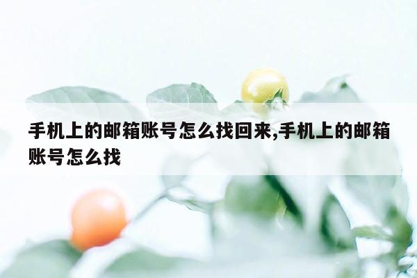 手机上的邮箱账号怎么找回来,手机上的邮箱账号怎么找