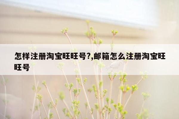 怎样注册淘宝旺旺号?,邮箱怎么注册淘宝旺旺号