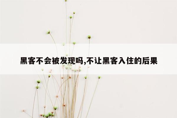 黑客不会被发现吗,不让黑客入住的后果