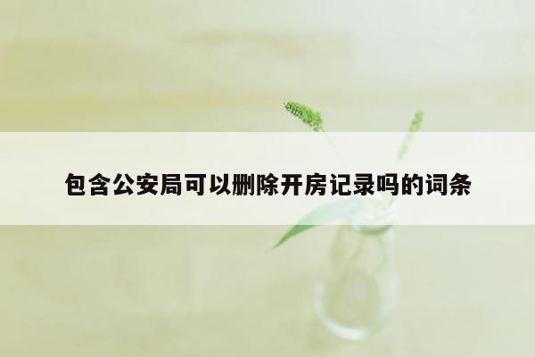 包含公安局可以删除开房记录吗的词条