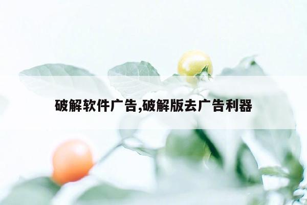 破解软件广告,破解版去广告利器