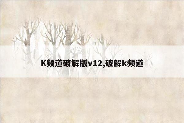 K频道破解版v12,破解k频道