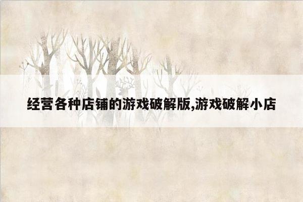 经营各种店铺的游戏破解版,游戏破解小店