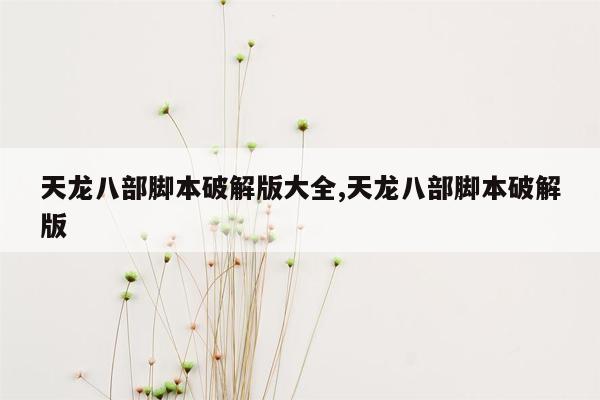 天龙八部脚本破解版大全,天龙八部脚本破解版