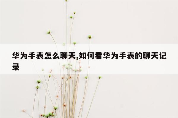 华为手表怎么聊天,如何看华为手表的聊天记录