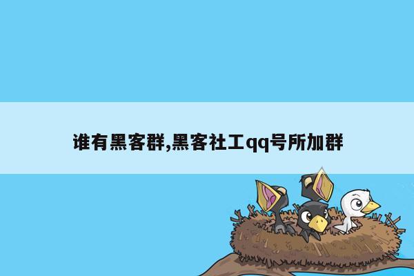 谁有黑客群,黑客社工qq号所加群