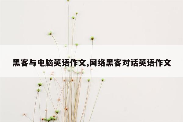 黑客与电脑英语作文,网络黑客对话英语作文