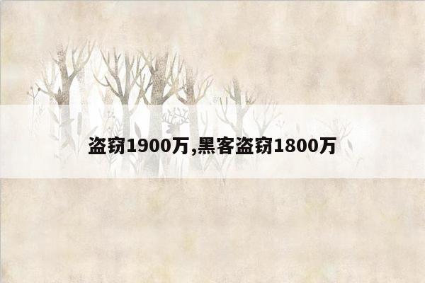 盗窃1900万,黑客盗窃1800万