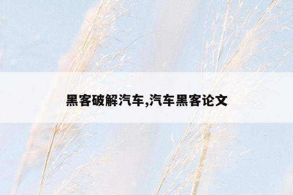 黑客破解汽车,汽车黑客论文