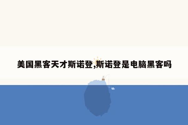 美国黑客天才斯诺登,斯诺登是电脑黑客吗