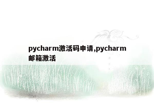 pycharm激活码申请,pycharm邮箱激活