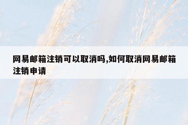 网易邮箱注销可以取消吗,如何取消网易邮箱注销申请