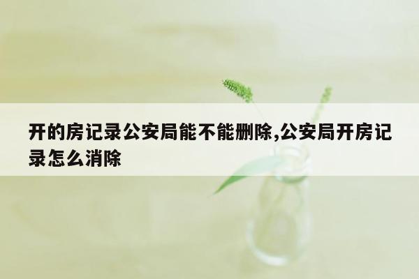 开的房记录公安局能不能删除,公安局开房记录怎么消除