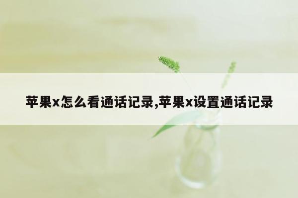 苹果x怎么看通话记录,苹果x设置通话记录