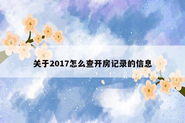 关于2017怎么查开房记录的信息