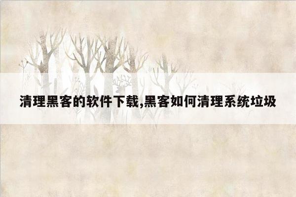 清理黑客的软件下载,黑客如何清理系统垃圾