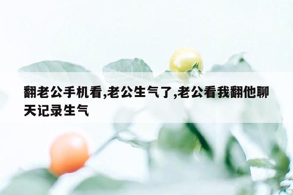 翻老公手机看,老公生气了,老公看我翻他聊天记录生气