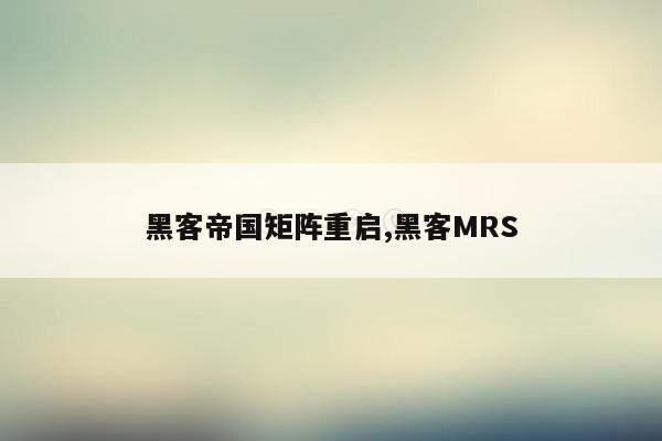 黑客帝国矩阵重启,黑客MRS