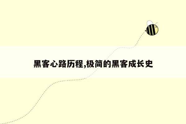 黑客心路历程,极简的黑客成长史