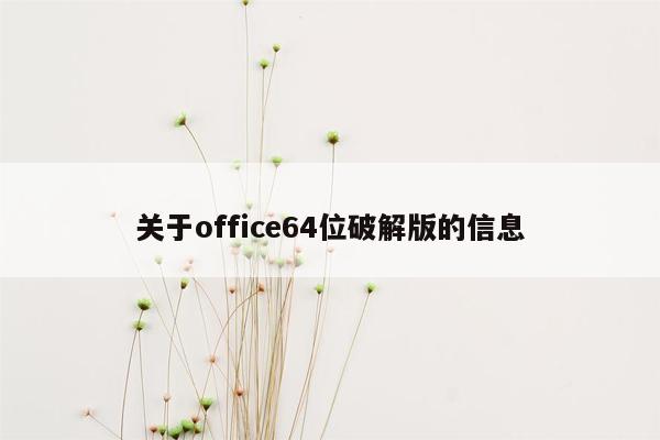 关于office64位破解版的信息