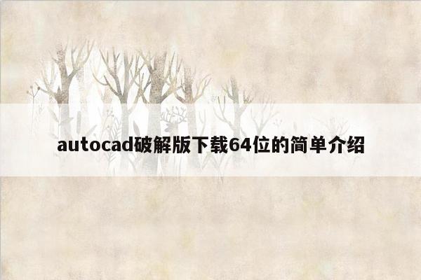 autocad破解版下载64位的简单介绍