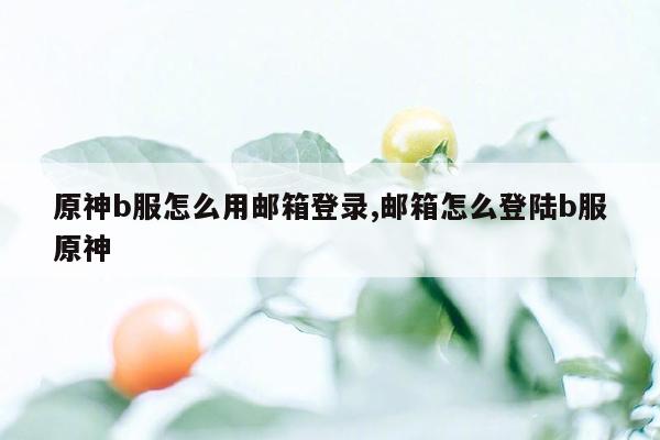 原神b服怎么用邮箱登录,邮箱怎么登陆b服原神