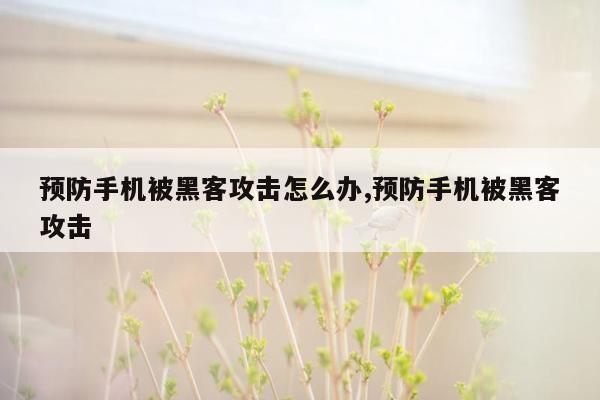 预防手机被黑客攻击怎么办,预防手机被黑客攻击