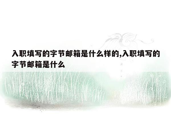 入职填写的字节邮箱是什么样的,入职填写的字节邮箱是什么