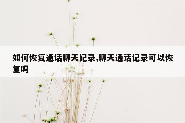 如何恢复通话聊天记录,聊天通话记录可以恢复吗