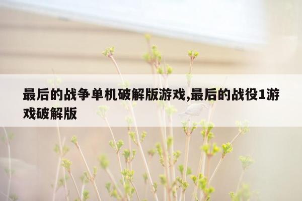 最后的战争单机破解版游戏,最后的战役1游戏破解版