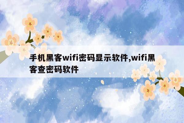 手机黑客wifi密码显示软件,wifi黑客查密码软件