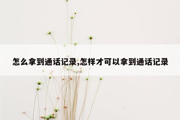 怎么拿到通话记录,怎样才可以拿到通话记录