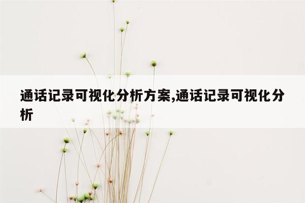 通话记录可视化分析方案,通话记录可视化分析