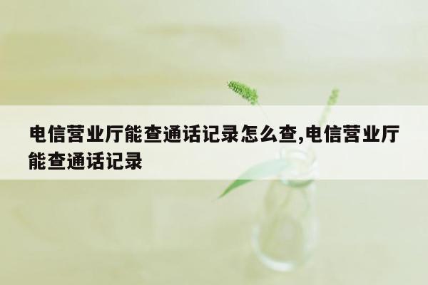 电信营业厅能查通话记录怎么查,电信营业厅能查通话记录