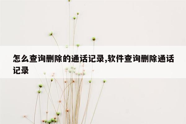 怎么查询删除的通话记录,软件查询删除通话记录