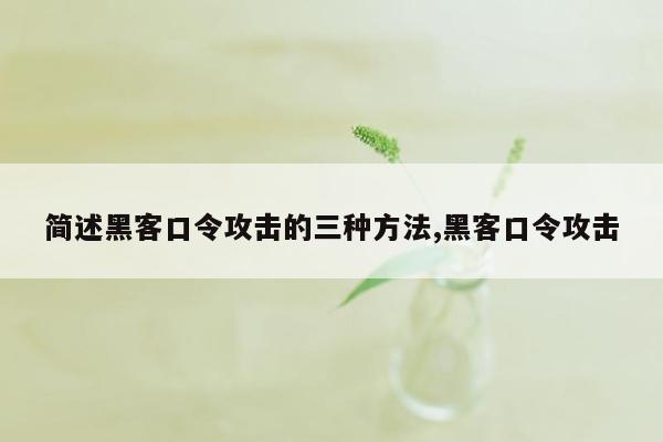 简述黑客口令攻击的三种方法,黑客口令攻击