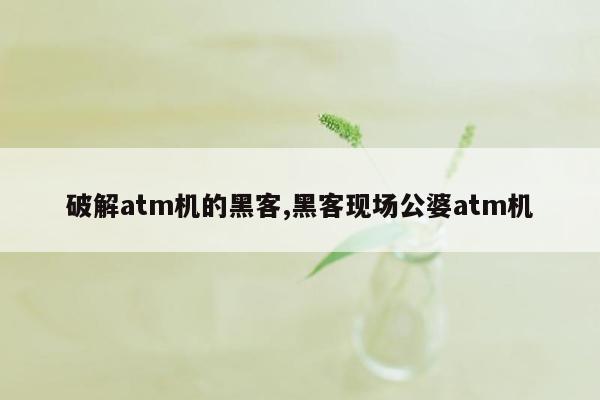 破解atm机的黑客,黑客现场公婆atm机