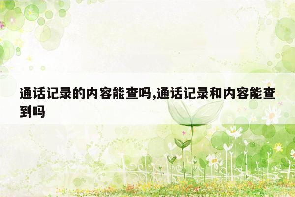 通话记录的内容能查吗,通话记录和内容能查到吗