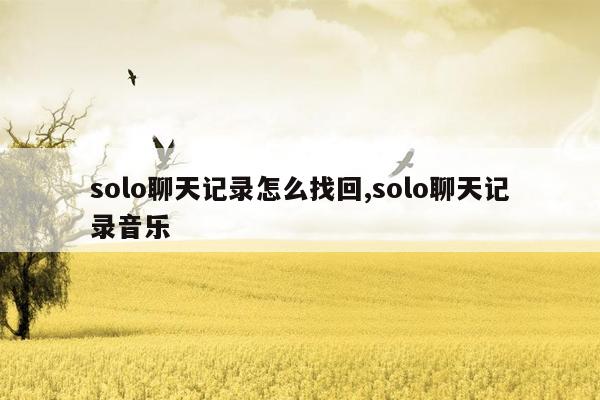 solo聊天记录怎么找回,solo聊天记录音乐