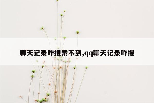 聊天记录咋搜索不到,qq聊天记录咋搜