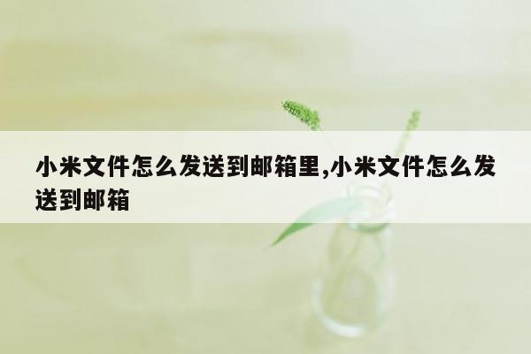 小米文件怎么发送到邮箱里,小米文件怎么发送到邮箱