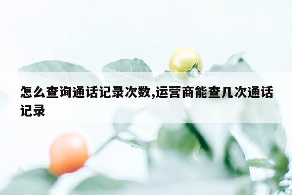 怎么查询通话记录次数,运营商能查几次通话记录