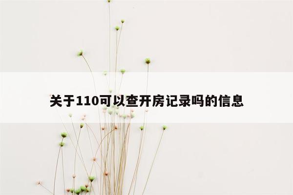 关于110可以查开房记录吗的信息