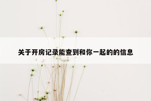 关于开房记录能查到和你一起的的信息