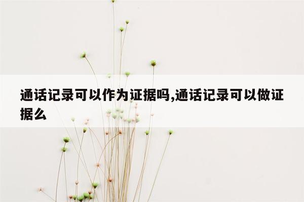 通话记录可以作为证据吗,通话记录可以做证据么