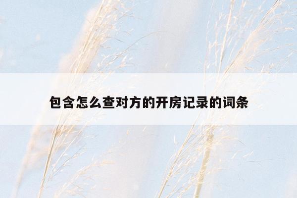 包含怎么查对方的开房记录的词条